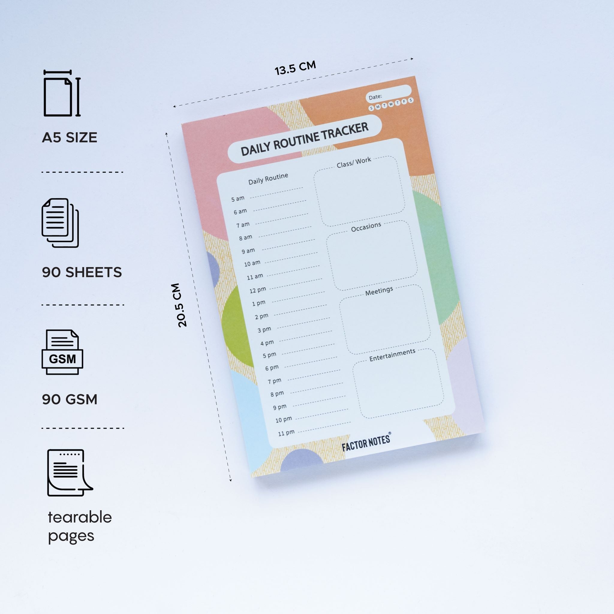 Daily Routine Tracker | A5 | 90 GSM | 90 Tear-Off Pages – Factor Notes